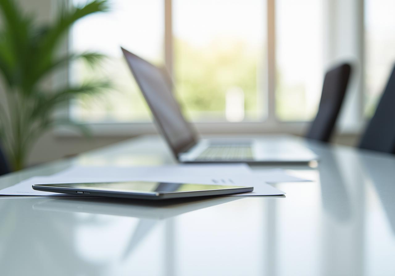 Professionele zakelijke documenten en een moderne kantooromgeving